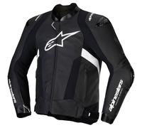 Alpinestars Missile V3 Motorcycle Leather Jacket, black-white, size 48 for Men