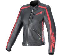 Alpinestars Stella Dyno Ladies Motorcycle Leather Jacket, black-red, size 2XL for Women
