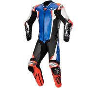 Alpinestars Absolute V2 One Piece Motorcycle Leather Suit, black-white-blue, size 58 for Men