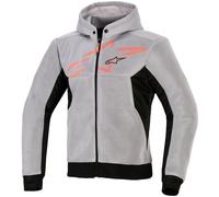 Alpinestars Chrome Super Airflow Motorcycle Hoodie - Black / Mid Grey / Fluo Red