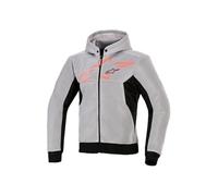 Alpinestars Chrome Super Airflow Motorcycle Hoodie - Black / Mid Grey / Fluo Red