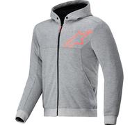 Alpinestars Chrome V2 Motorcycle Sport Hoodie - Grey Heather / Fluo Red