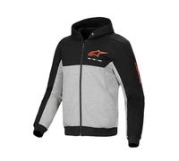 Alpinestars Chrome v2 Sport Hoodie, Reinforced Motorcycle Riding Jacket with CE-Certified Armor & Urban Styling, Black/Gray Heather/Red Fluo, Medium