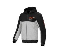 Alpinestars Chrome v2 Sport Hoodie, Reinforced Motorcycle Riding Jacket with CE-Certified Armor & Urban Styling, Black/Gray Heather/Red Fluo, Medium