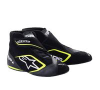 Alpinestars Driving Shoe, SP+, Mid-Top, SFI 3.3, FIA Approved, Suede Outer, Nomex Inner, Black/Fluorescent Yellow, Size 10, Pair