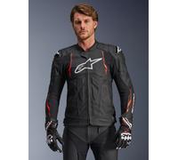 Alpinestars Dusk Airflow Leather Jacket Black Red Fluo, Size: 46