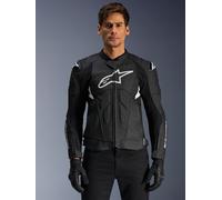 Alpinestars Dusk Airflow Leather Jacket Black White, Size: 50