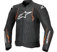 Alpinestars Dusk Airflow Motorcycle Leather Riding Jacket - Black / Fluo Red
