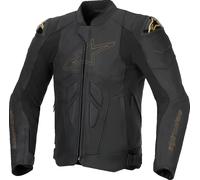 Alpinestars Dusk Motorcycle Leather Jacket, black/gold, size 52