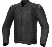 Alpinestars Dusk Motorcycle Leather Jacket, black-gold, size 54 for Men