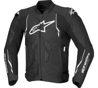 Alpinestars Dusk Motorcycle Leather Jacket, black-white, size 62 for Men