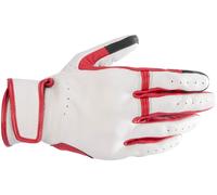 Alpinestars Dyno Leather Gloves - Ecru/Ruby Red Motorcycle Motorbike