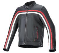 Alpinestars Dyno Leather Jacket Motorbike Motorcycle Black / Ruby Red / Ecru