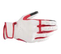 Alpinestars Dyno Motorcycle Motorbike Leather Gloves Ecru Ruby Red / White