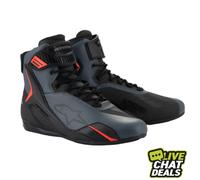 Alpinestars Faster-4 Motorcycle Motorbike Boots Black Grey Red Fluo