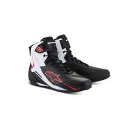 Alpinestars Faster-4 Motorcycle Shoes, Lightweight & Breathable, Seamless Knitted Construction & Advanced Protection, Black/White/Red, 11.5