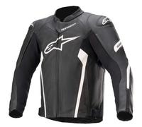 Alpinestars Faster V2 Motorcycle Leather Jacket, black-white, size 50