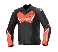 Alpinestars Faster V3 Airflow Leather Vented Motorcycle Jacket Black Red Fluo