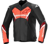 Alpinestars Faster V3 Airflow perforated Motorcycle Leather- / Textile Jacket, black/neon red, size 54