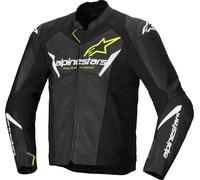 Alpinestars Faster V3 Airflow perforated Motorcycle Leather- / Textile Jacket, black-yellow, size 48 for Men