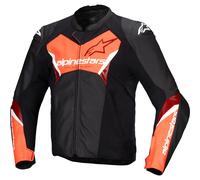 Alpinestars Faster V3 Black Red Fluo Leather Motorcycle Jacket Sport Bike Riding