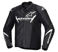Alpinestars Faster V3 Motorcycle Leather Jacket, black-white, size 52 for Men
