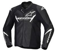 Alpinestars Faster V3 Motorcycle Leather Jacket, black-white, size 54 for Men