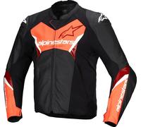 Alpinestars Faster V3 Motorcycle Leather Jacket, black/neon red, size 48
