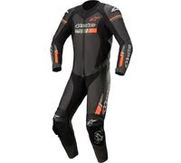 Alpinestars GP Force Chaser One Piece Motorbike Leather Suit - Black Red Fluo