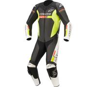 Alpinestars GP Force Chaser One Piece Motorcycle Leather Suit, black-white-red-yellow, size 48 for Men