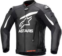 Alpinestars GP Plus V4 Motorcycle Leather Jacket, black-white, size 54 for Men