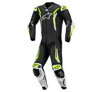 Alpinestars GP Tech V5 perforated 1- Piece Motorcycle Leather Suit, black-white-yellow, size 52 for Men