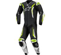 Alpinestars GP Tech V5 perforated 1- Piece Motorcycle Leather Suit, black-white-yellow, size 46 for Men