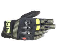 Alpinestars Halo Leather Gloves - Forest/Black/Fluo Yellow Motorcycle Motorbike