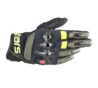 Alpinestars Halo Leather Motorcycle Gloves Forest Black Flo Yellow