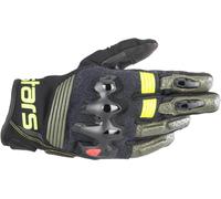 Alpinestars Halo Leather Motorcycle Gloves Forest Black Flo Yellow