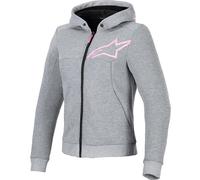 Alpinestars Ladies Stella Chrome V2 Motorcycle Sport Hoodie - Grey / Fluo Pink