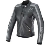 Alpinestars Leather Motorcycle Jacket Stella Dyno - Black/Grey Tar/Charcoal