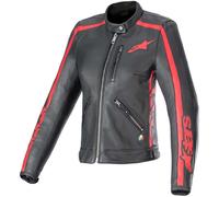 Alpinestars Leather Motorcycle Jacket Stella Dyno - Black/Red Haute 31139241346