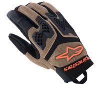 Alpinestars Manti Air Adventure Summer Motorcycle Gloves Khaki Black Orange Fluo