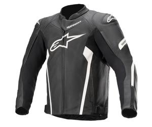 Alpinestars Men's Faster V2 Leather Jacket Black/White, 48 (EU)