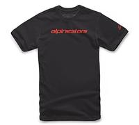 Alpinestars Men's Linear Wordmark Tee T-Shirts, Black/Warm Red, L