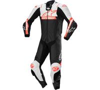 Alpinestars Missile V2 Ward perforated One Piece Motorcycle Leather Suit, black/white/neon red, size 50