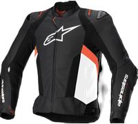 Alpinestars Missile V3 Airflow perforated Motorcycle Leather Jacket, black-white-red, size 48 for Men