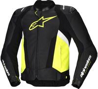 Alpinestars Missile V3 Airflow perforated Motorcycle Leather Jacket, black-white-yellow, size 50 for Men