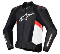 Alpinestars Missile V3 Motorcycle Leather Jacket, black-white-red, size 52 for Men