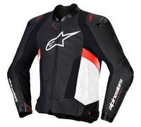 Alpinestars Missile V3 Leather Motorbike Motorcycle Jacket Black White Red Fluo