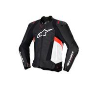 Alpinestars Missile V3 Motorcycle Leather Jacket, black-white-red, size 44 for Men