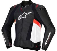 Alpinestars Missile V3 Motorcycle Leather Jacket, black/white/red, size 52