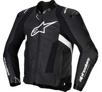 Alpinestars Missile V3 Motorcycle Leather Jacket, black-white, size 60 for Men